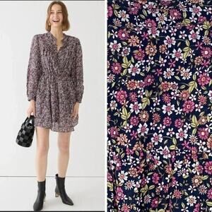 J.CREW -NWT- Button-Up Mini Dress Ditsy Floral Sunny Meadows | Small